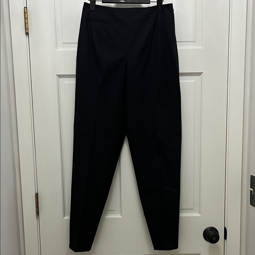 Vintage Talbots Classic Black Smooth Flat Front Taper Leg Trousers - Size 6